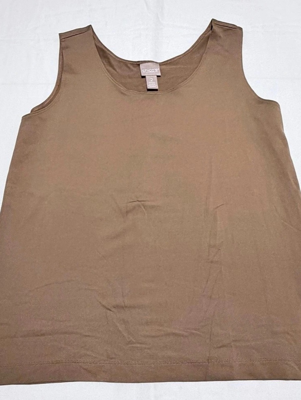Chico’s Size 2 Brown Stretch Essential Tank Top Scoop Neck Basic Layering